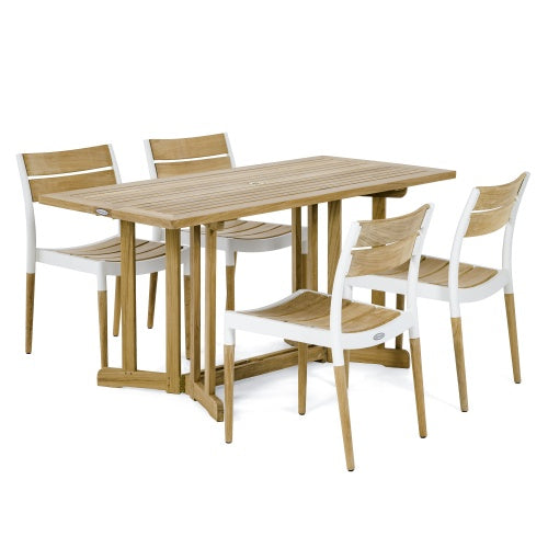 Westminster Teak - Nevis Bloom Teak Dining Set Rectangular 60" Folding Table - 70609