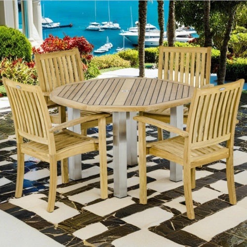 Westminster Teak - Vogue Sussex Dining Set Round 48" Dia Table - 70624