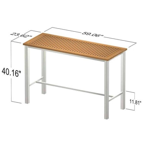 Westminster Teak - 5 Piece Laguna Teak Bar Table and Stool Set Rectangular 59 x 24 Bar Table - 70633
