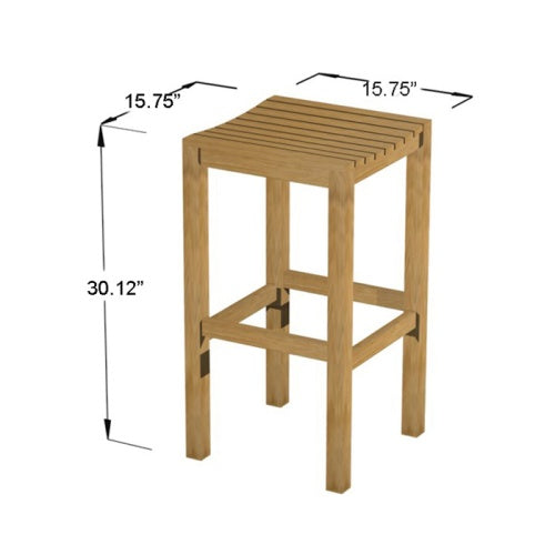Westminster Teak - Somerset Backless Teak Barstool Set Rectangular 24 x 30 Table Top - 70664