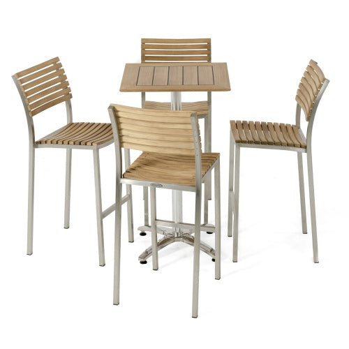 Westminster Teak - Vogue Stainless Pub Table and Stool Set Square 24 x 24 Table Top - 70671