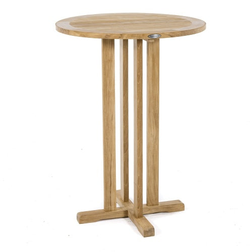 Westminster Teak - Round Vogue Teak Barstool Set Round 30" Dia Bar Table - 70682