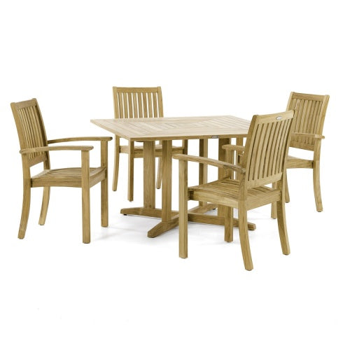 Westminster Teak - 5 Piece Sussex Pyramid Dining Set Square 48" Table - 70685