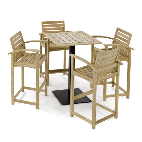 Westminster Teak - 5 Piece Somerset High Top dining Set Square 30 x 30 Table Top - 70693