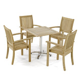 Westminster Teak - 5 Piece Sussex Cafe Dining Set Square 30 x 30 Table Top - 70694