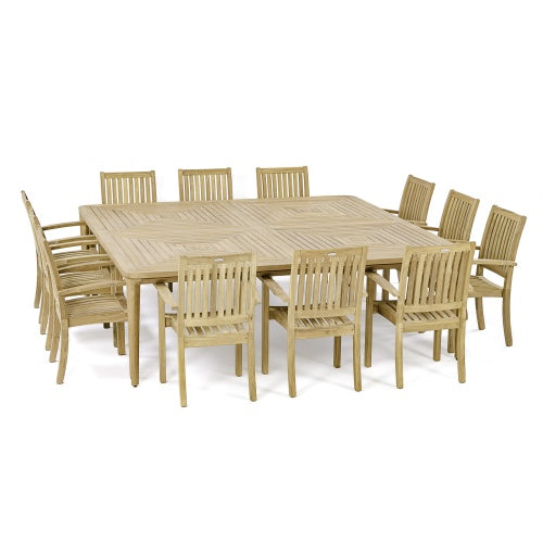 Westminster Teak - 13Piece Pyramid Sussex Dining Set Square 8 Ft Table - 70802