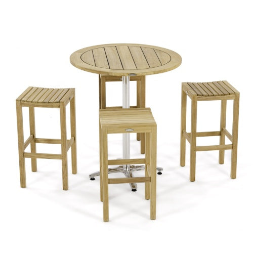 Westminster Teak - 5 Piece Vogue Somerset Pub Table and Stool Set Round 36" Bar Table - 70808