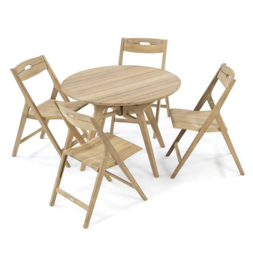 Westminster Teak - Surf Yacht Dining Set for 4 Round 42" Dia Folding Table - 70811