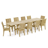 Westminster Teak - Laguna Sussex 11 Piece Teak Dining Set Rectangular 11FT Extendable Table - 70812