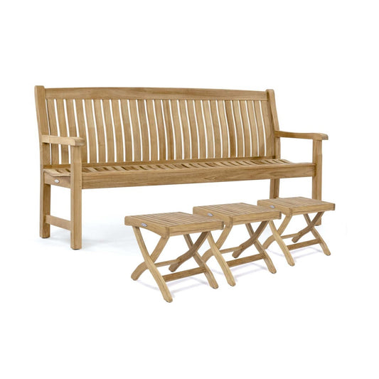 Westminster Teak - Veranda 5ft Bench and Ottoman Set for 3 - 70858