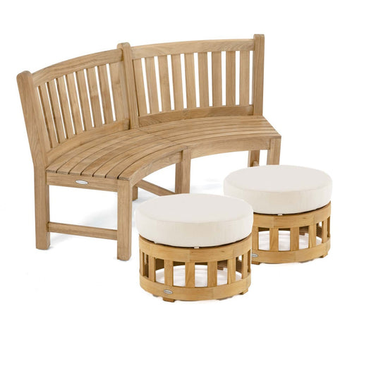 Westminster Teak - Buckingham Curved Bench and Ottoman Set - 70860