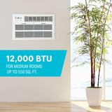 Arctic Wind - 12,000 BTU (DOE) 115-Volt Through-The-Wall Air Conditioner Cools 550 sq. ft. with Remote in White | WHAT121-1BW