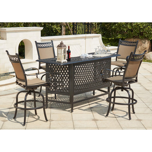 Darlee - Mountain View 5-Piece Patio Bar Set with 82'' Party Bar  - 201610-5PC-60K