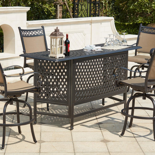 Darlee - Mountain View 5-Piece Patio Bar Set with 82'' Party Bar  - 201610-5PC-60K