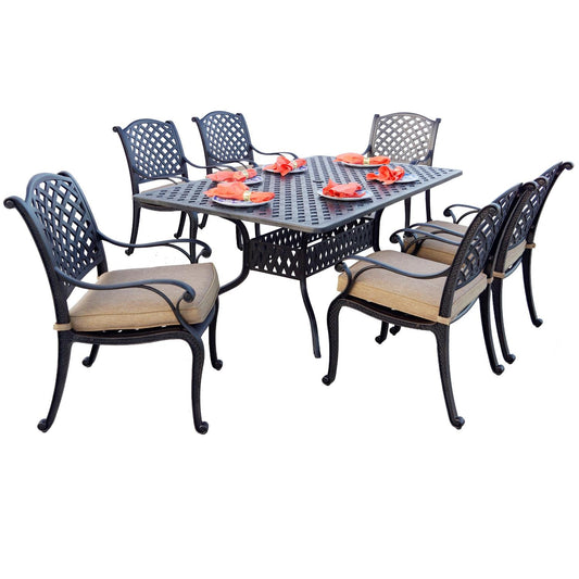 Darlee - Nassau 7-Piece Patio Dining Set with Cushions and  42 x 72" Rectangular Dining Table - DL13-7PC-30RED