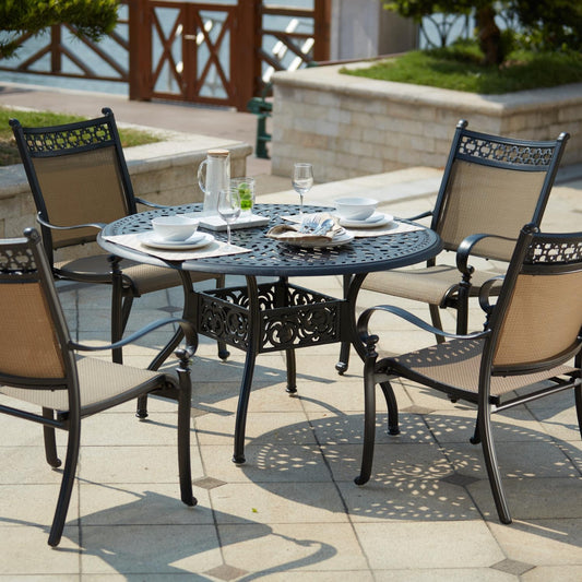Darlee - Mountain View 5-Piece Patio Dining Set with 48'' Round Dining Table  - 201610-5PC-60C