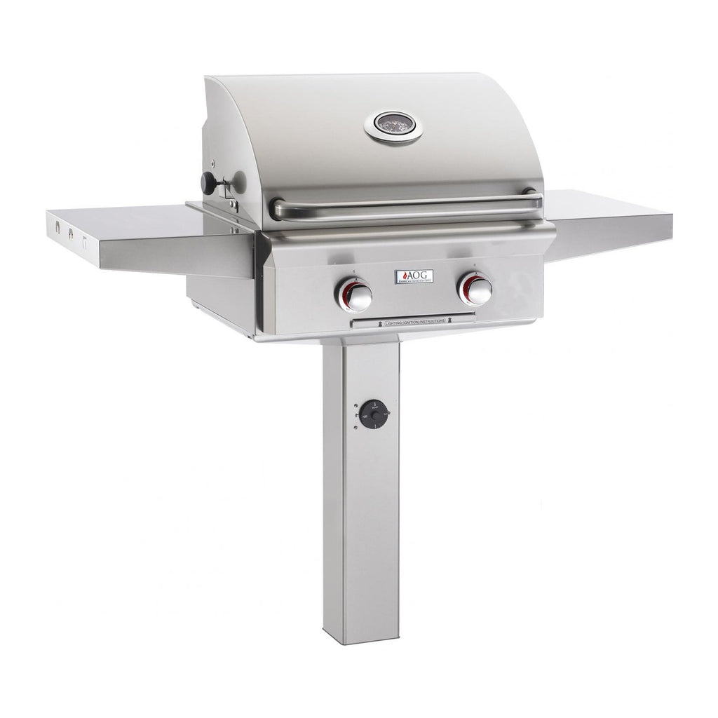 American Outdoor Grill - T-Series 24-Inch 2-Burner Propane Gas Grill On In-Ground Post | 24PGT-00SP