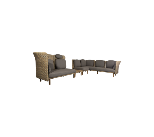 Cane-Line - Arch corner sofa w/ low+high arm/backrest & table - ARCH 2