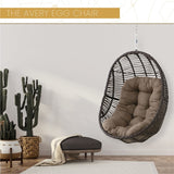 Mod Furniture - Avery Brown Wicker Hanging Egg Chair with Cushion - Brown | AVERYEGG-BRN