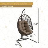 Mod Furniture - Avery Brown Wicker Hanging Egg Chair with Cushion - Brown | AVERYEGG-BRN
