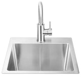 Bull Grills - 15-Inch Outdoor Rated Single Bowl Stainless Steel Dual Mount Small Sink with Hot and Cold Faucet | 12516