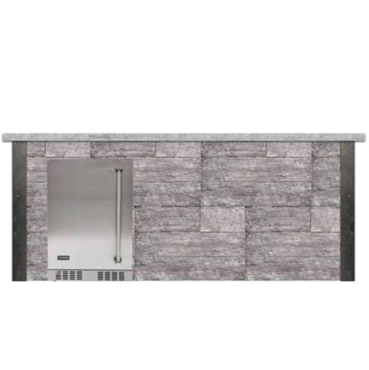 Coyote Outdoor Living - 8ft Bar Island - Refrigerator with Gray Weathered Wood Profile Bar on Right FOR C1BIR24