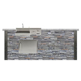 Coyote Outdoor Living - 8ft Bar Island - Refreshment with Gray Stacked Stone Profile Bar on Right FOR CRC, CSA1724 - RTAC-B8-RR-SG
