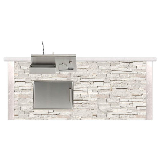Coyote Outdoor Living - 8ft Bar Island - Refreshment with White Stacked Stone Profile Bar on Right FOR CRC, CSA1724 - RTAC-B8-RR-SW