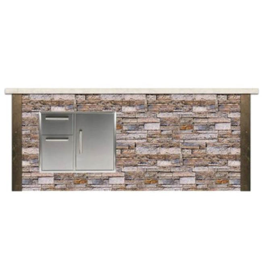 Coyote Outdoor Living - 8ft Bar Island - Storage with Brown Stacked Stone Profile Bar on Right FOR CCD-2DC31 - RTAC-B8-SR-SB