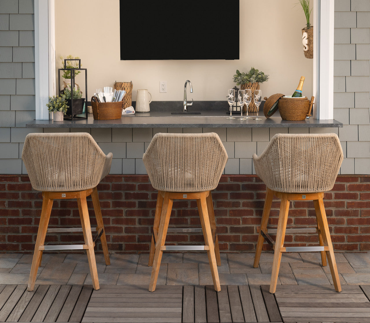 CO9 Design - Dalton Swivel Bar Stool w/ Dune Cushion - DA18CUSDA18DUNE