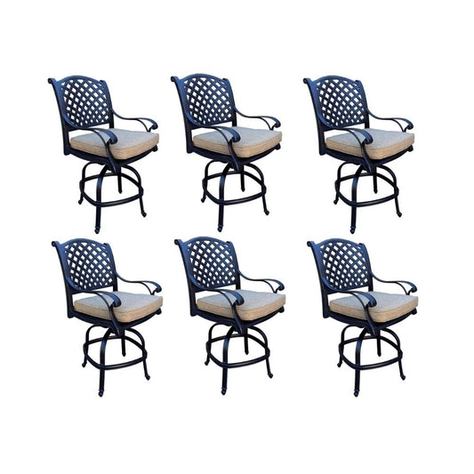 Darlee - Nassau Patio Counter Height Swivel Bar Stool with Cushion (Set of 6) - DL13-7CH-6