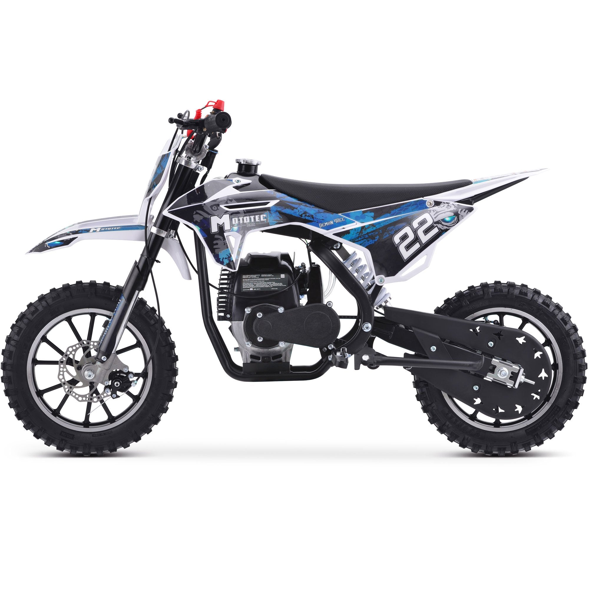 MotoTec - Demon 40cc 4-Stroke Kids Gas Dirt Bike Blue | MT-DB-50cc-Demon_Blue