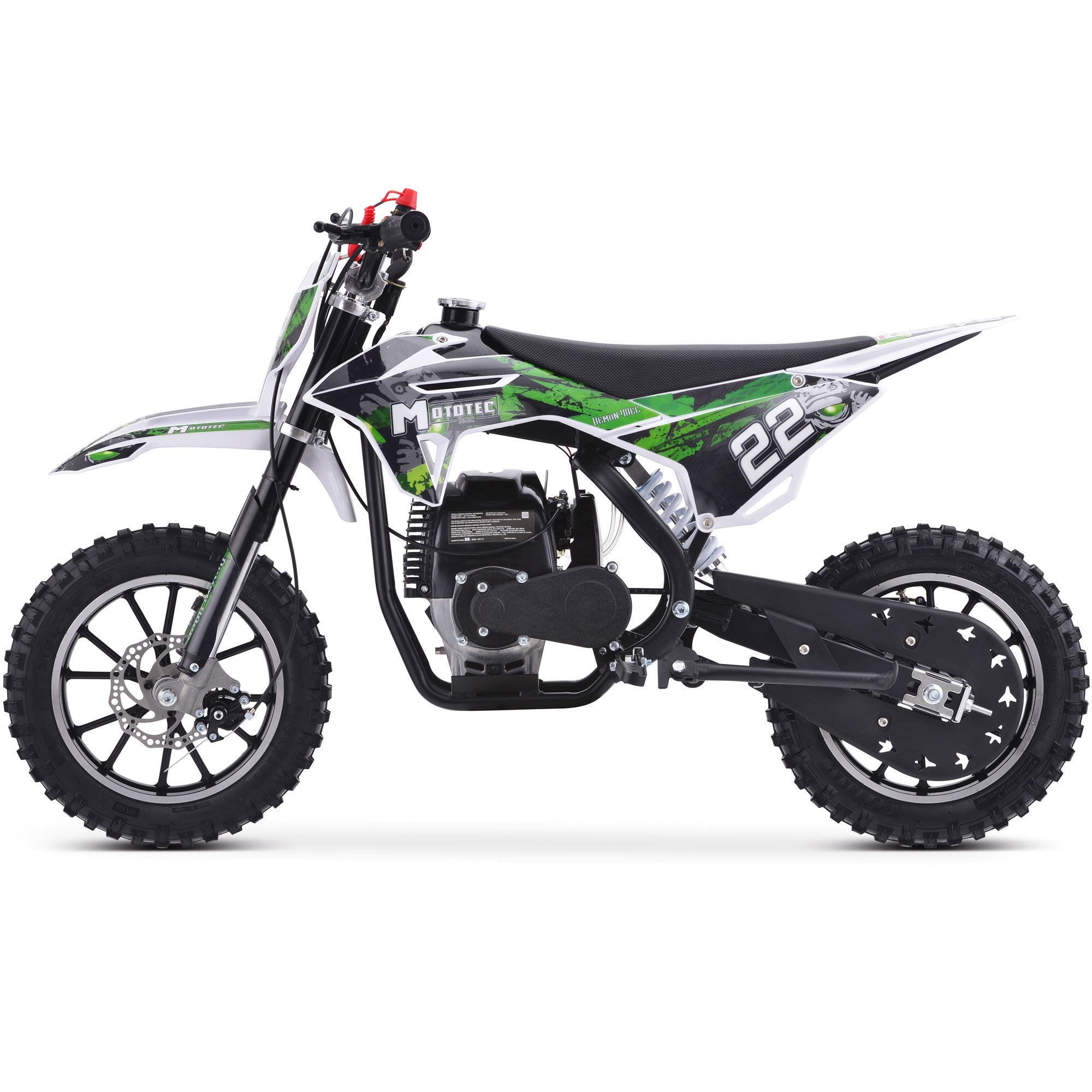 MotoTec - Demon 40cc 4-Stroke Kids Gas Dirt Bike Green | MT-DB-50cc-Demon_Green