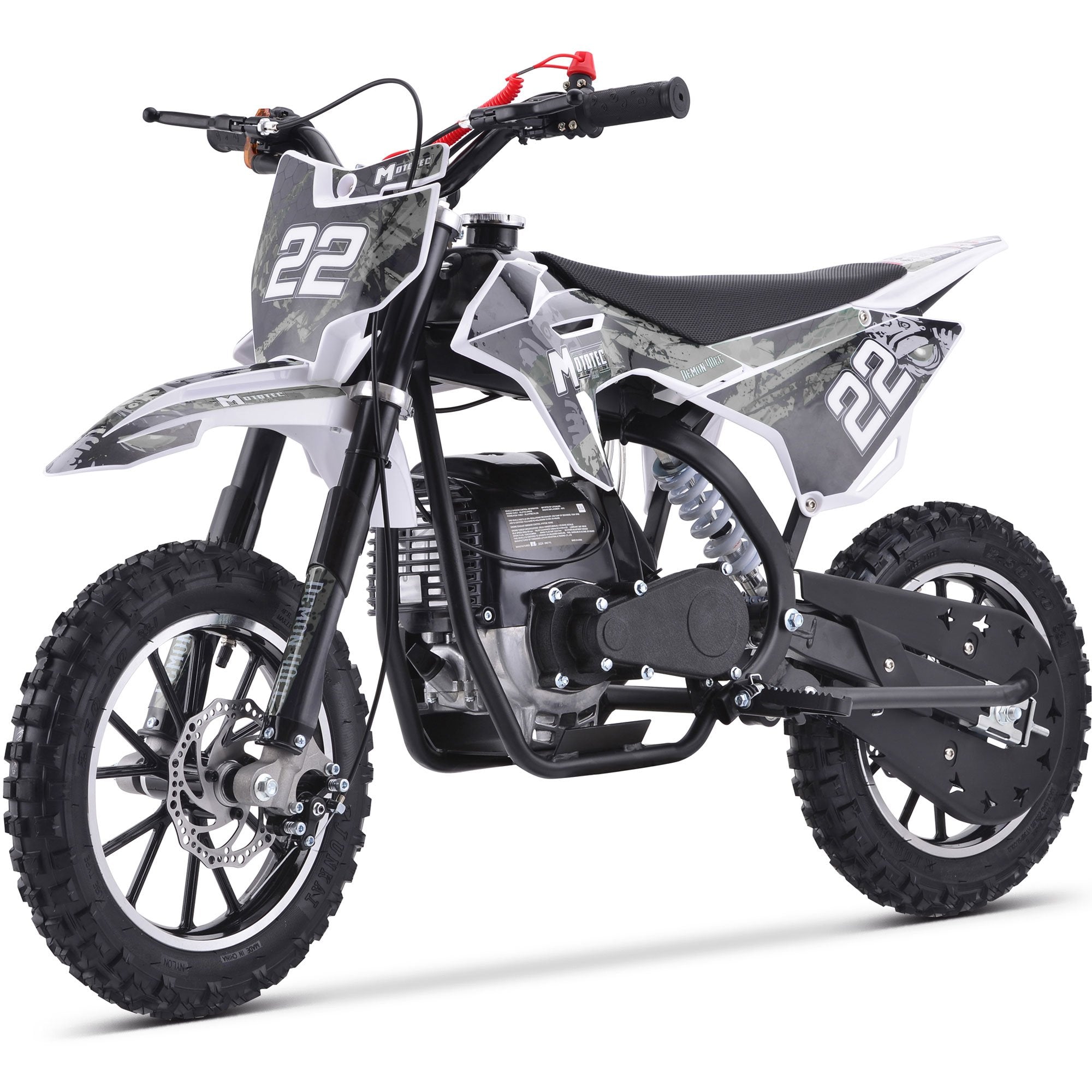 MotoTec - Demon 40cc 4-Stroke Kids Gas Dirt Bike White | MT-DB-50cc-Demon_White