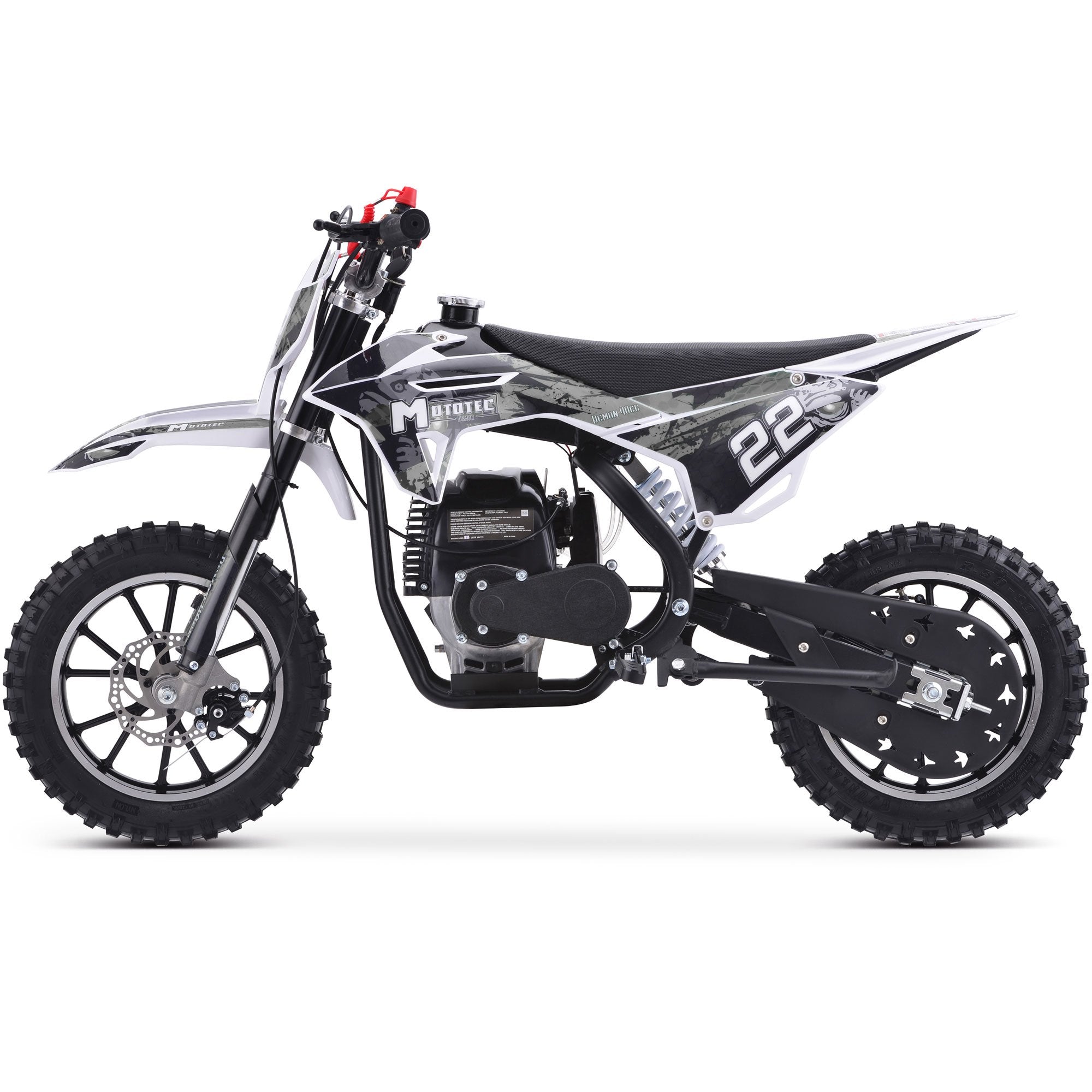 MotoTec - Demon 40cc 4-Stroke Kids Gas Dirt Bike White | MT-DB-50cc-Demon_White