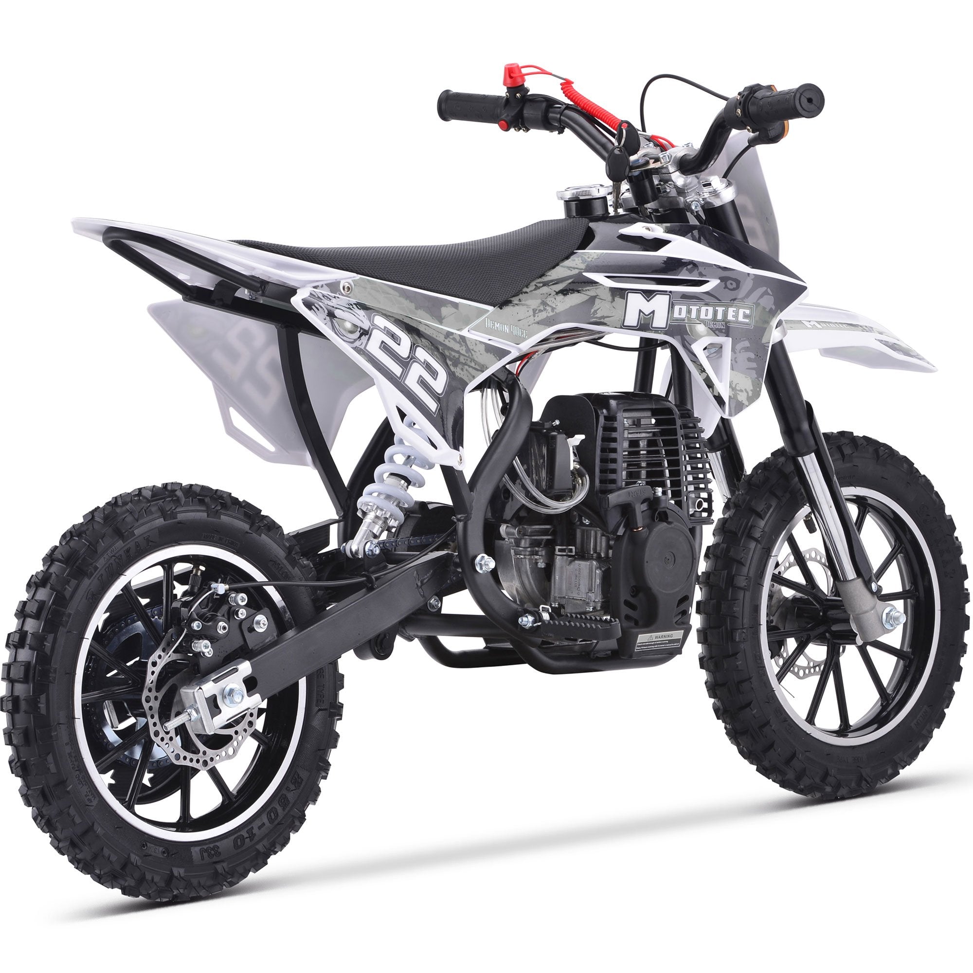 MotoTec - Demon 40cc 4-Stroke Kids Gas Dirt Bike White | MT-DB-50cc-Demon_White