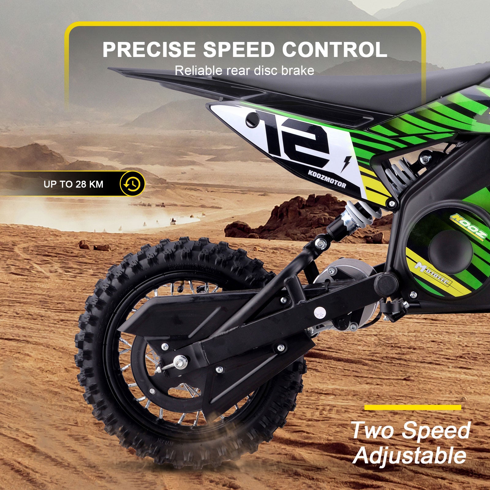 MotoTec - MotoTec 36v 1000w (HP112E) Electric Dirt Bike Green