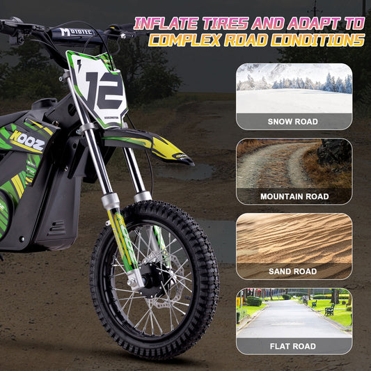 MotoTec - MotoTec 36v 1000w (HP112E) Electric Dirt Bike Green