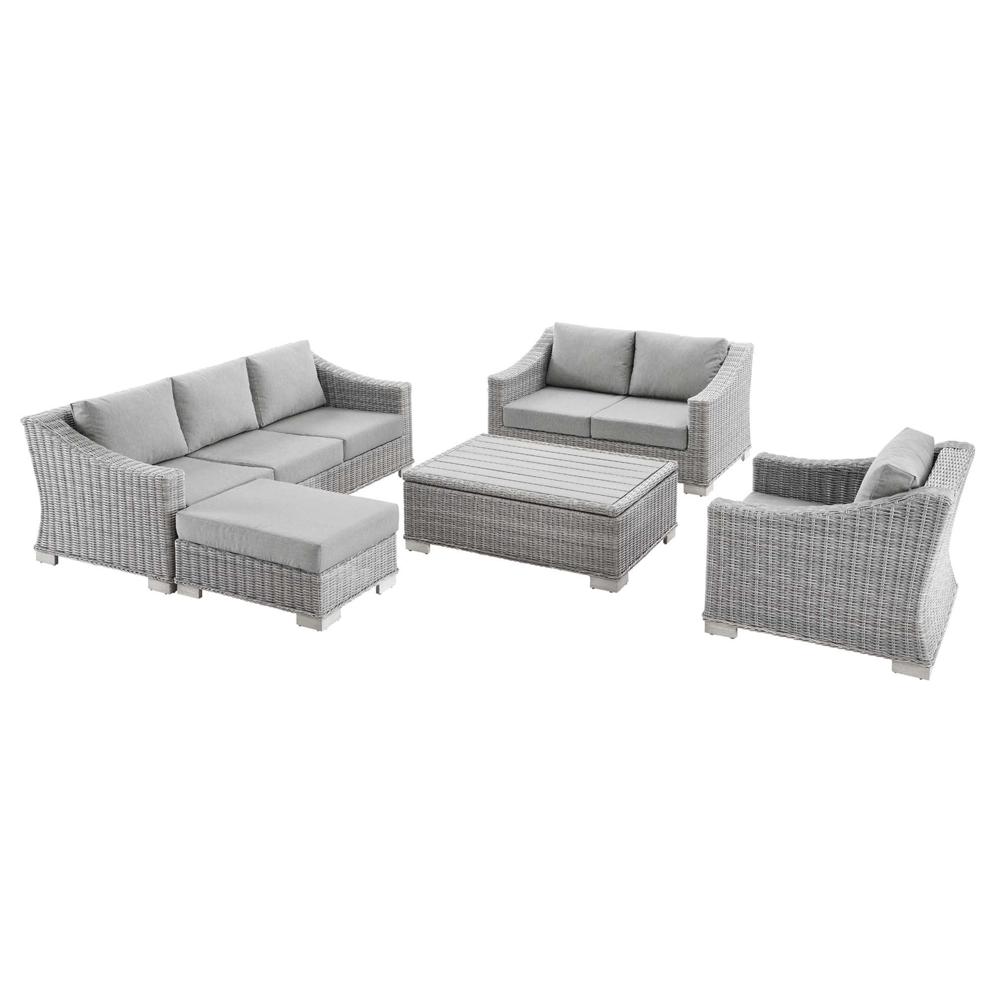 Modway - Conway 5-Piece Outdoor Patio Wicker Rattan Furniture Set
