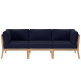 Modway - Clearwater Outdoor Patio Teak Wood Sofa in Gray Navy - EEI-6120-GRY-NAV