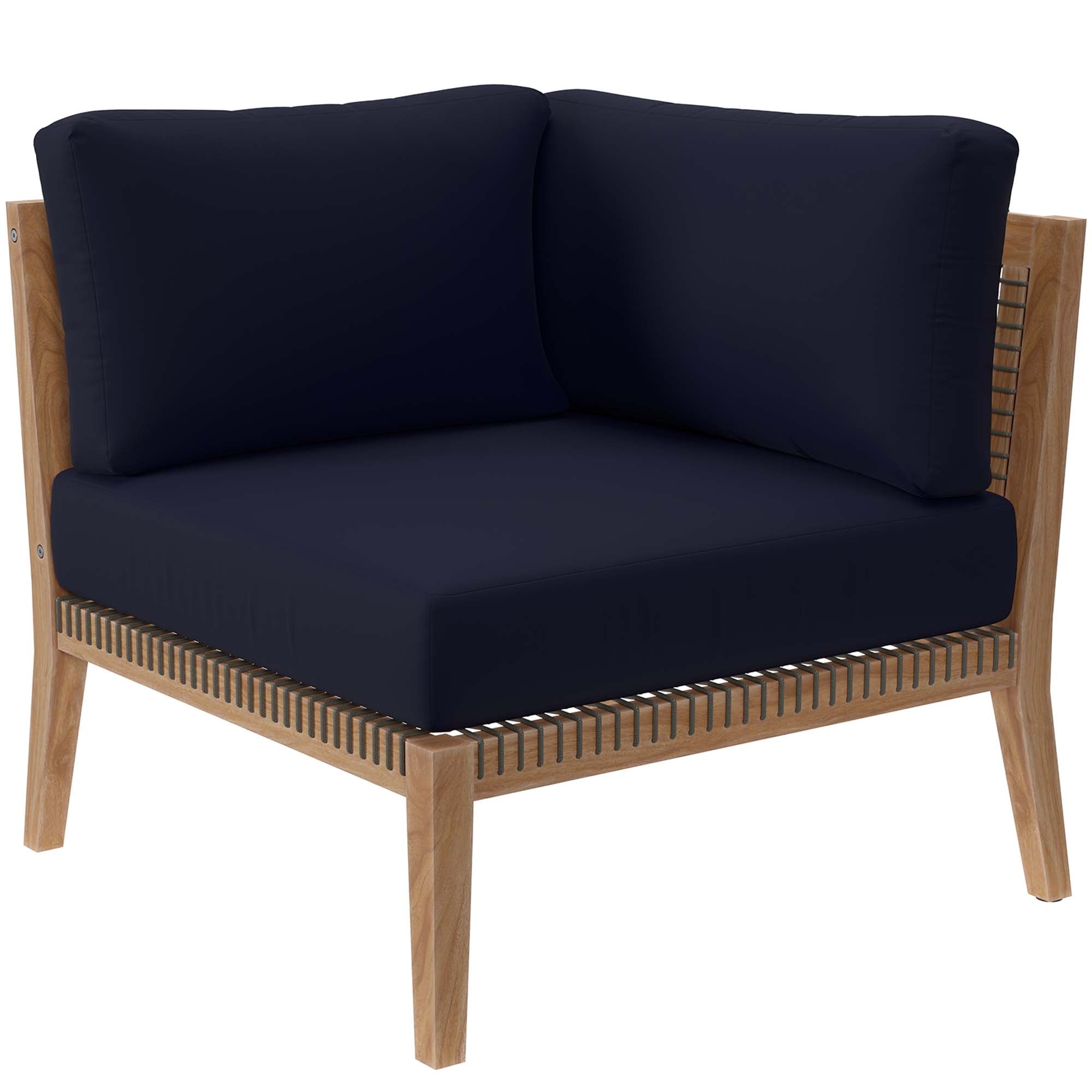 Modway - Clearwater Outdoor Patio Teak Wood Sofa in Gray Navy - EEI-6120-GRY-NAV