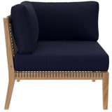 Modway - Clearwater Outdoor Patio Teak Wood Sofa in Gray Navy - EEI-6120-GRY-NAV