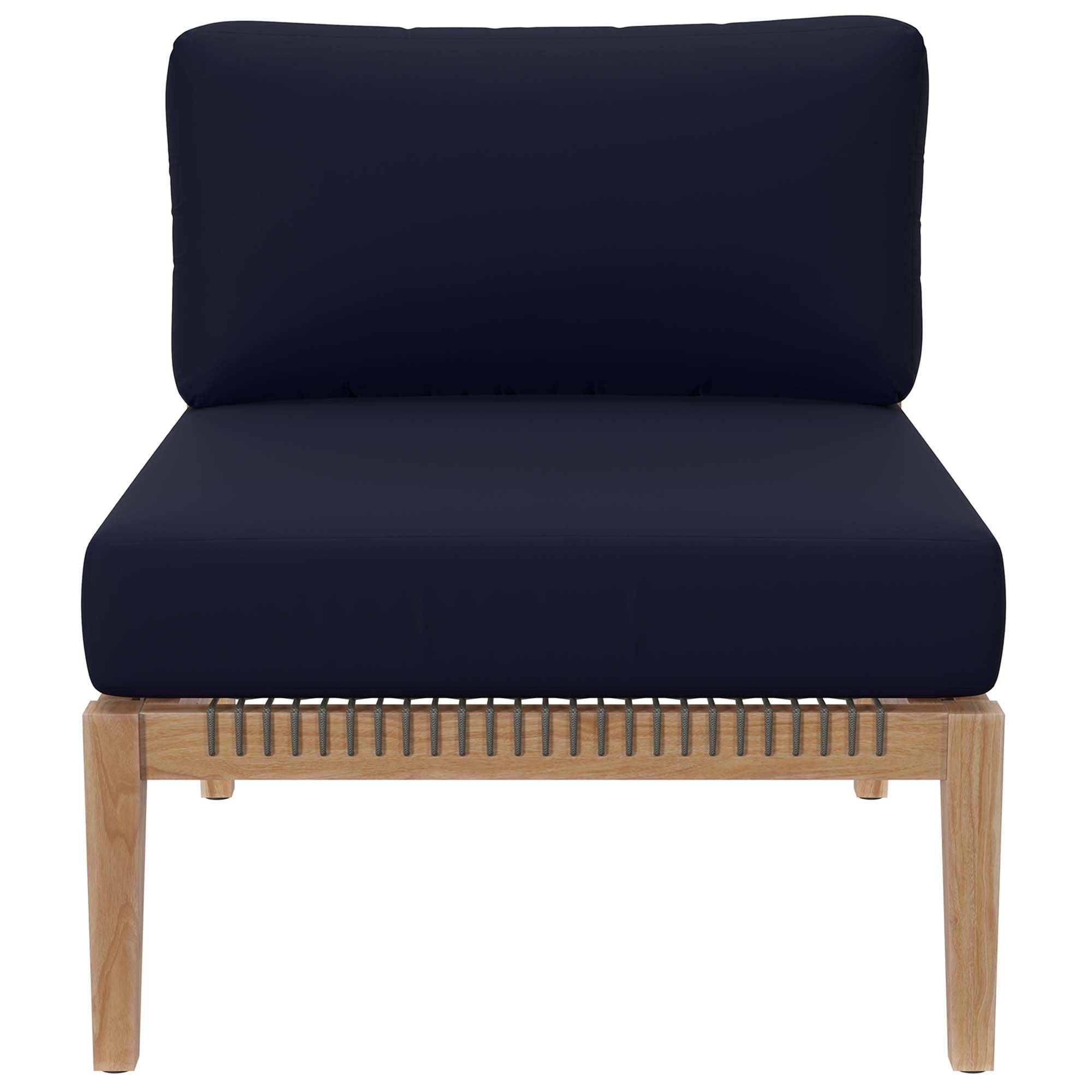 Modway - Clearwater Outdoor Patio Teak Wood Sofa in Gray Navy - EEI-6120-GRY-NAV