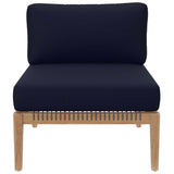 Modway - Clearwater Outdoor Patio Teak Wood Sofa in Gray Navy - EEI-6120-GRY-NAV