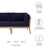 Modway - Clearwater Outdoor Patio Teak Wood Sofa in Gray Navy - EEI-6120-GRY-NAV