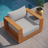 Modway - Tahoe Outdoor Patio Acacia Wood Lounge Chair - Light Gray - EEI-6782-NAT-LGR