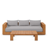 Modway - Tahoe Outdoor Patio Acacia Wood 2-Piece Sofa and Coffee Table Set - Light Gray - EEI-6799-NAT-LGR