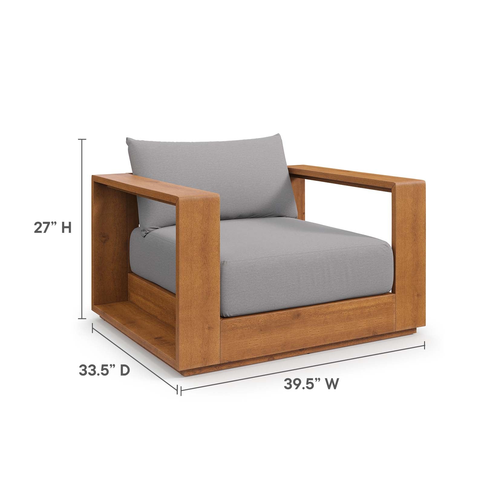 Modway - Tahoe Outdoor Patio Acacia Wood 5-Piece Furniture Set - Light Gray - EEI-6801-NAT-LGR