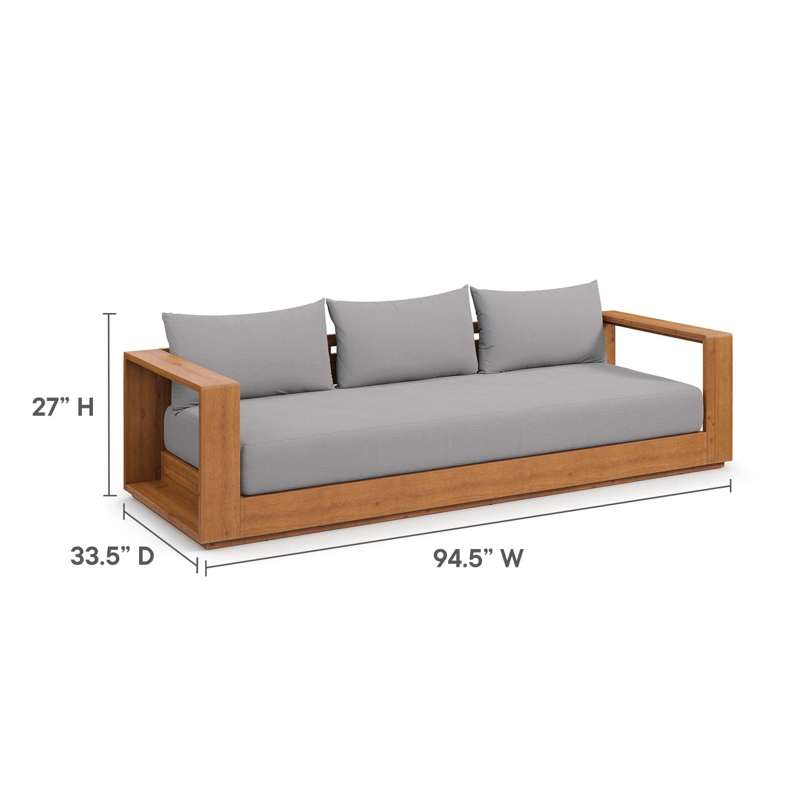 Modway - Tahoe Outdoor Patio Acacia Wood 5-Piece Furniture Set - Light Gray - EEI-6801-NAT-LGR