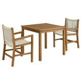 Modway - Vienna 3-Piece Outdoor Patio Teak and Rope Dining Set with Armchairs - EEI-6940